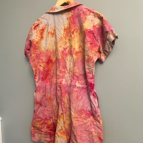 Tye Dye Button Up Utility Romper - Picture 7 of 10